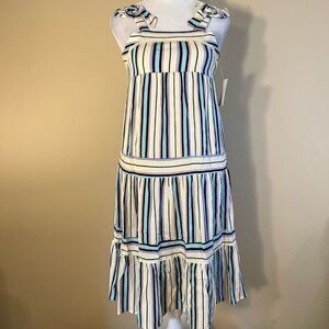 NWT! Girls Tilt Off White Aqua Purple Striped Boho Dress Small 7 - 8
